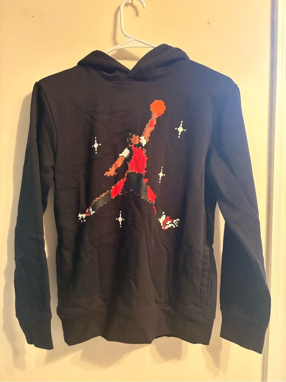 Jordan Black Hoodie with Red Pixel Jumpman Graphic